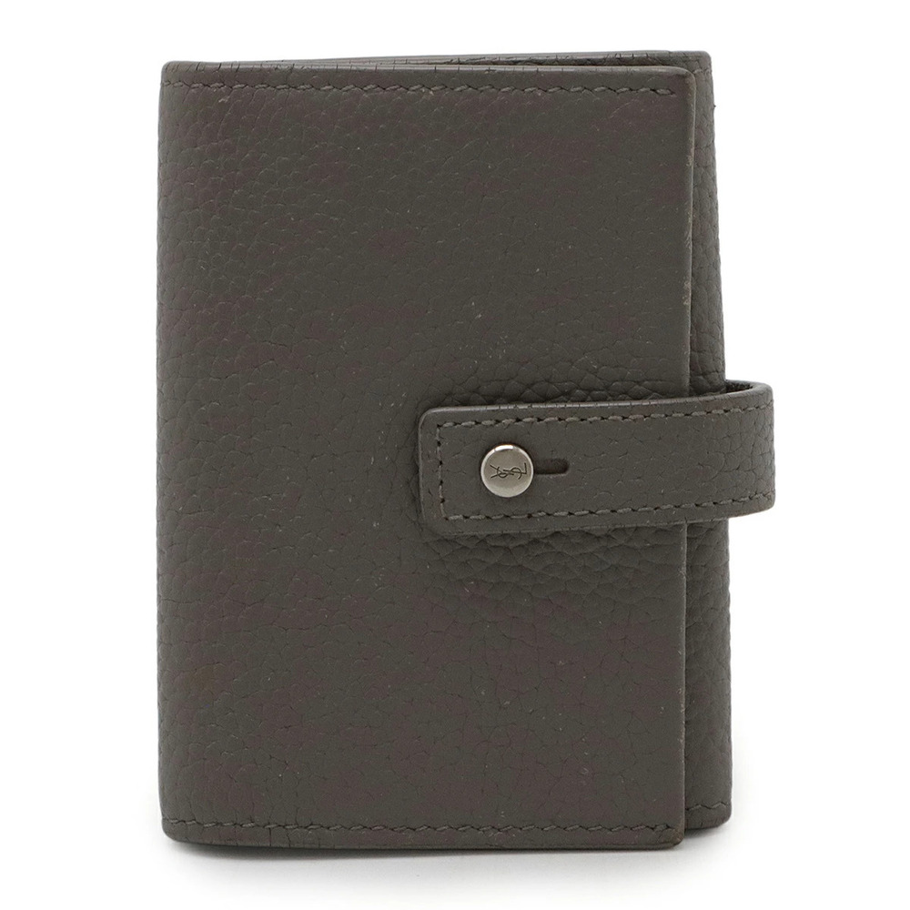 SAINT LAURENT PARIS YSL Yves Sac de Jour Key Case Wallet Leather Gray
